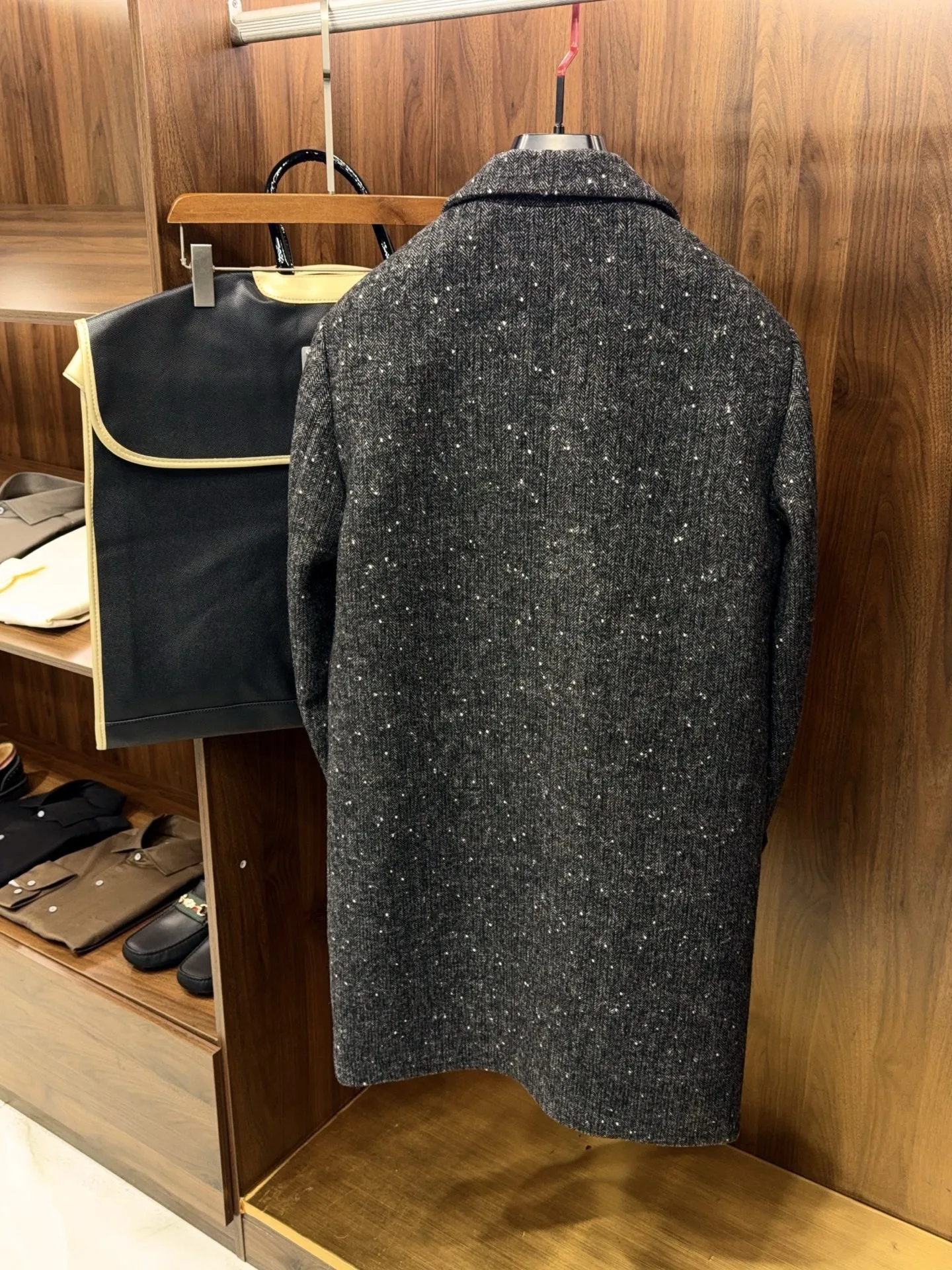 Italian luxury sheepskin decoration urban business commute medium and long casual woolen jacket