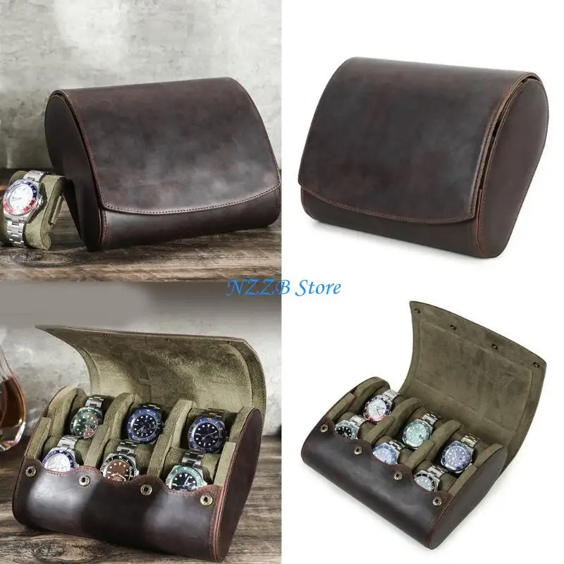 

T21F PU Leather Watch Travel Case 6 Slot Storage Box Jewelry Gift Package Container