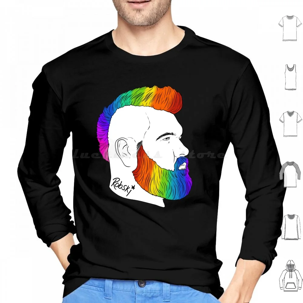 Pride Edition Hoodie Cotton Long Sleeve Bear Bear Beard Beards Hairy Man Hunk Robski Robskiart Homo Queer Pride Pride Mohawk