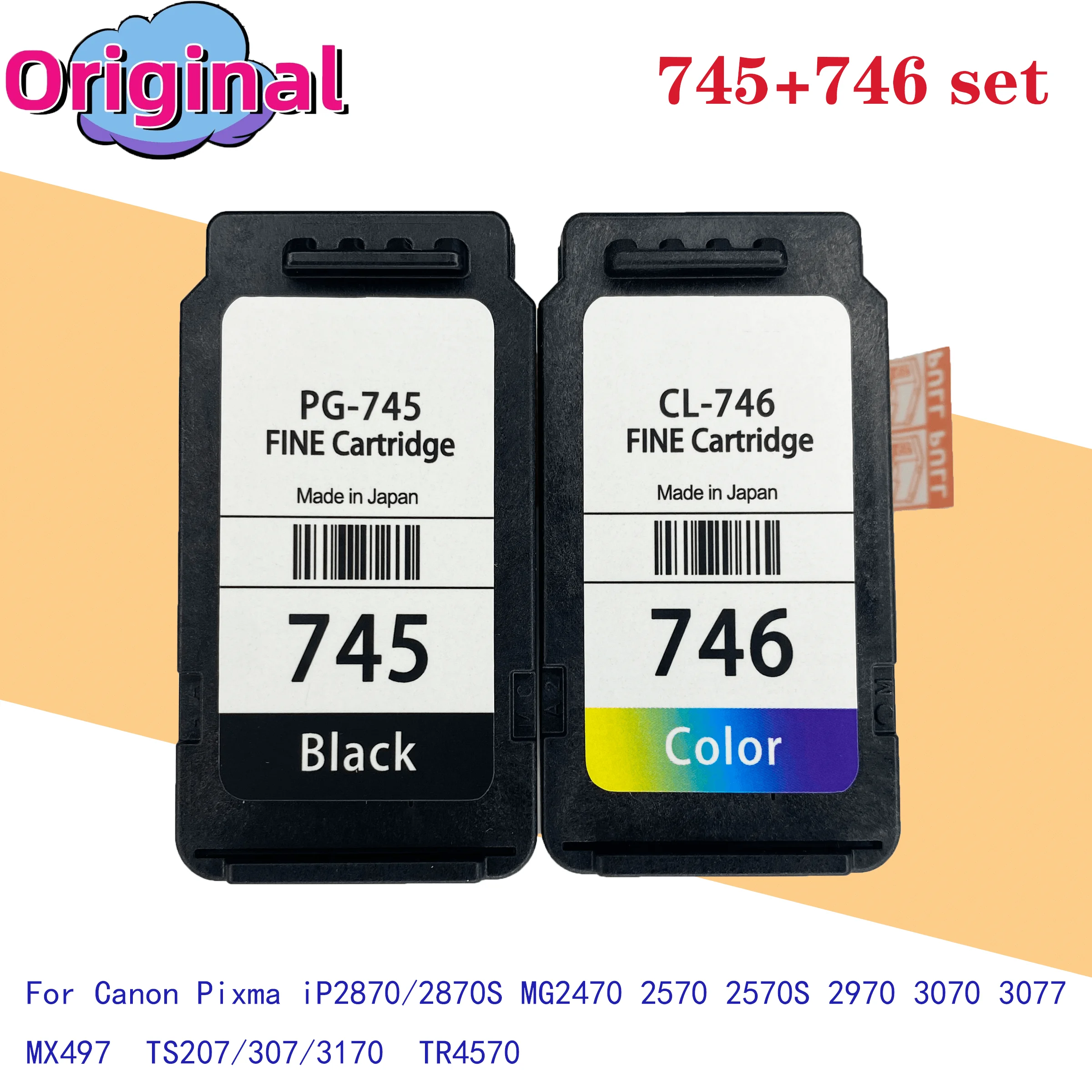 Origina  Ink Cartridge  745 746  For  Canon PIXMA MG2400 MG2470 MG2570 MG2580 MG2970 IP2870 MG3077 Printer