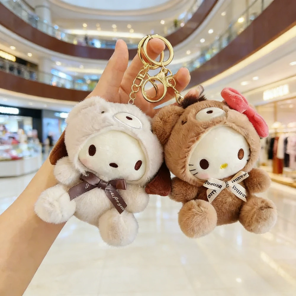 

Sanrio Cute Plush Keychain for Children Hello Kitty Bag Pendant Kuromi Cartoon KeyChain Backpack Decoration Gifts for Kids Toy