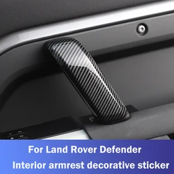LHD ABS Carbon fiber For Land Rover Defender 90 110 2020-2023 Car Door Inner Door Handle Decorative Cover Sticker Accessories