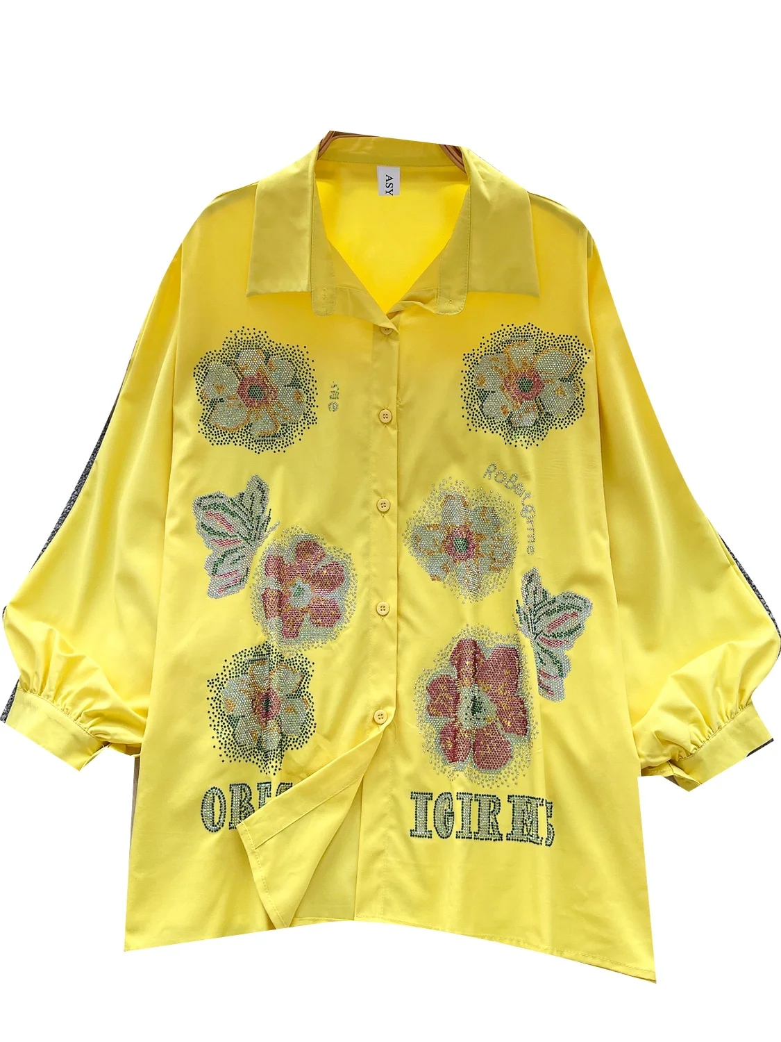 قميص أنيق فضفاض بياقة بولو للنساء، تصميم عصري لفصل الخريف بأكمام واسعة، إحساس راقي وجودة عالية، بلوزة رقيقة