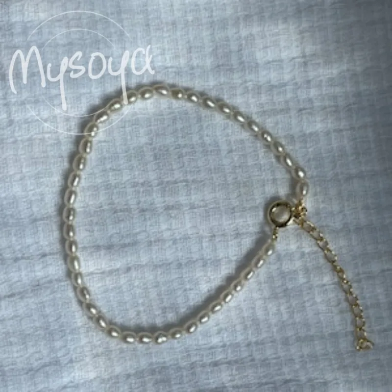 

MYSOYA White Rice-shaped Freshwater Pearl Bracelet 4-5mm With Gift Box For Her/Him Birthday/Wedding/Christmas/New Year Gifts