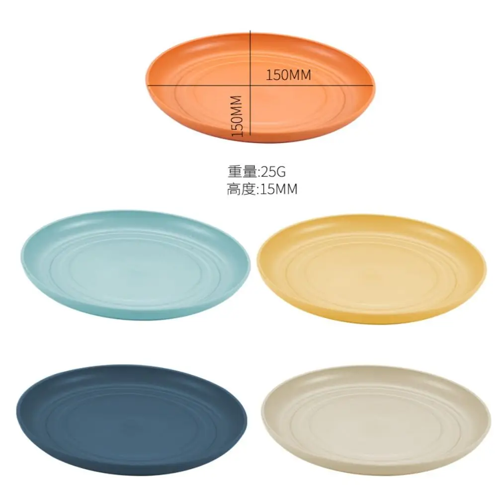 Kitchen Accessories Plastic Wheat Straw Plates Round Lightweight Dinner Plates Unbreakable Microwave Safe Tableware Fruit