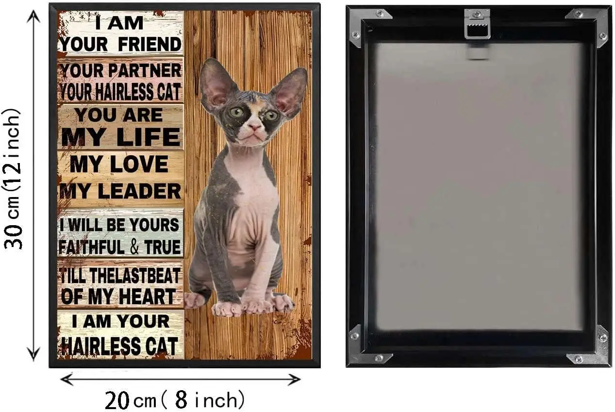 Tin Sign Hairless cat i am Your Friend Your Partner You are My Life cat Wall Art Vintage Sign Cafe and Bbar Wall Art