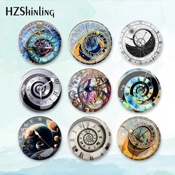 2023 New Astronomical Clock Badge Brooch Time Spiral Pin Backpack Decoration Pins Round Jewelry Women Gift