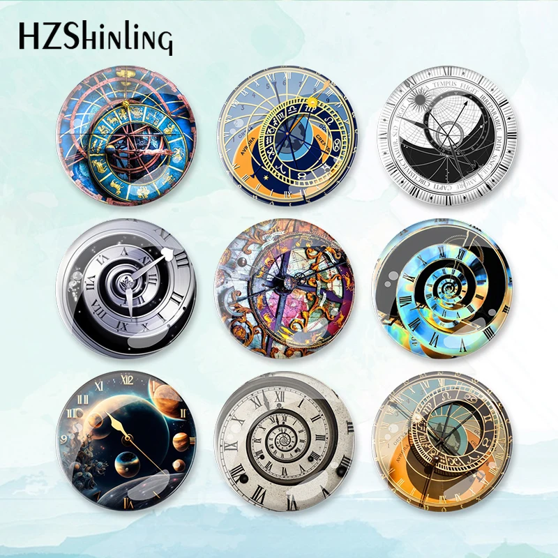2023 New Astronomical Clock Badge Brooch Time Spiral Pin Backpack Decoration Pins Round Jewelry Women Gift