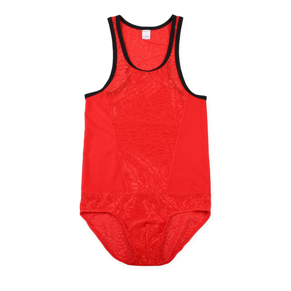 Mens Shaping Bodysuit Sexy Ice Silk Lace Pajamas Hot Erotic Lgbt Gay Boys Home Sex Thin Soft Slim Bodysuit Men'S Clothing 2024