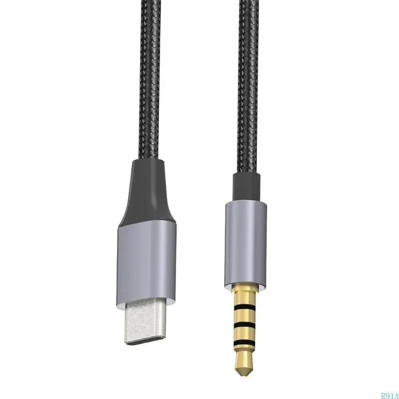 R91A USB Type C إلى 3.5 مم كبل الأذن سلك سلك AUX سلك موثوق به