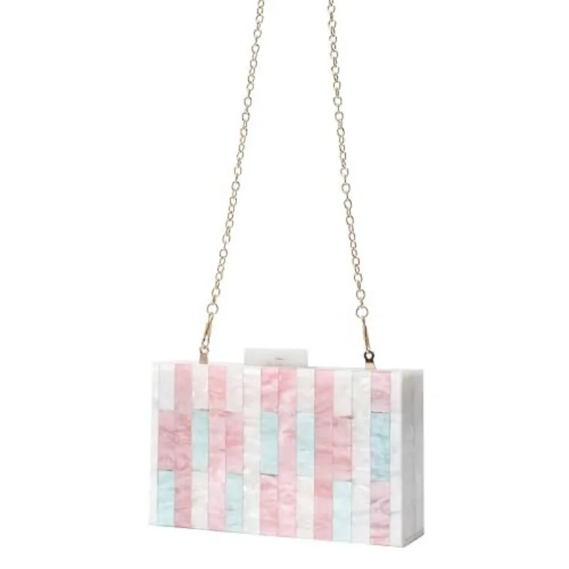 السيدات عشاء حقيبة اللون الربط الاكريليك موضة الاتجاه حقيبة يد سلسلة حقيبة كتف حقائب اليد السيدات Pochette Soirée فام Mariage #1