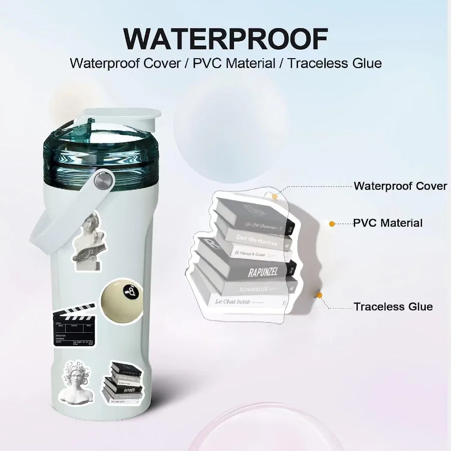 640 قطعة ملصقات جمالية لزجاجات المياه الفينيل مقاوم للماء محمول ملصق سكيت الكمبيوتر الهاتف الشارات للفتيات المراهقين Pe