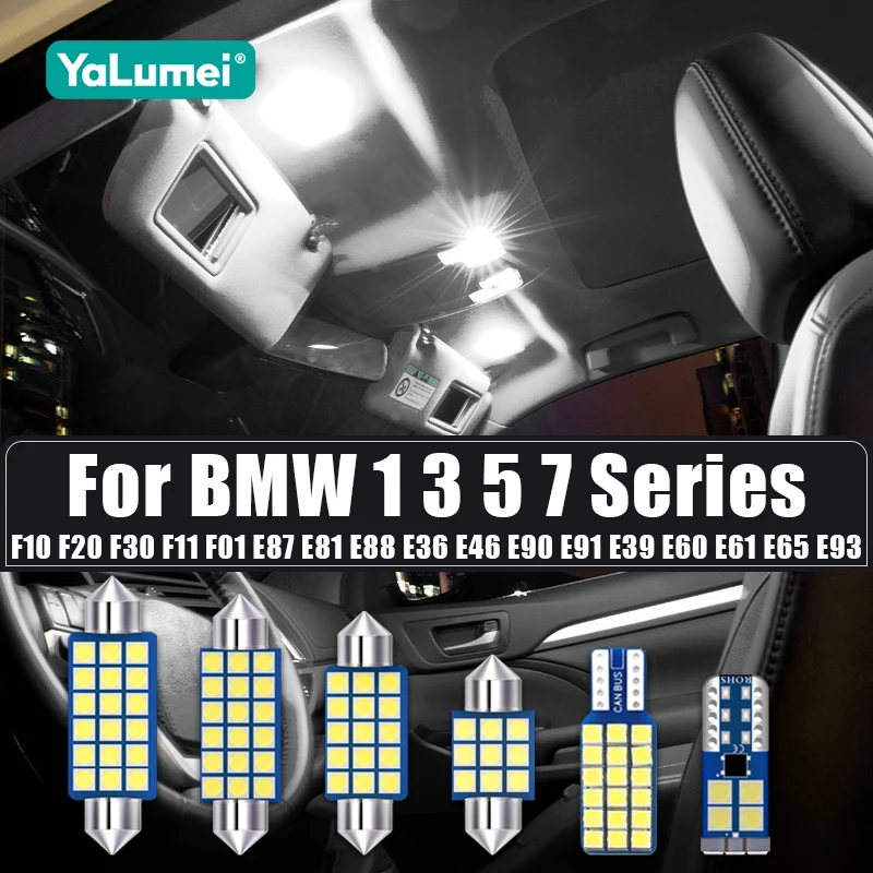 For BMW 1 3 5 7 Series F10 F20 F30 F11 F01 E87 E81 E88 E36 E46 E90 E91 E39 E60 E61 E65 E93 Car Interior LED Lighting Light Bulbs