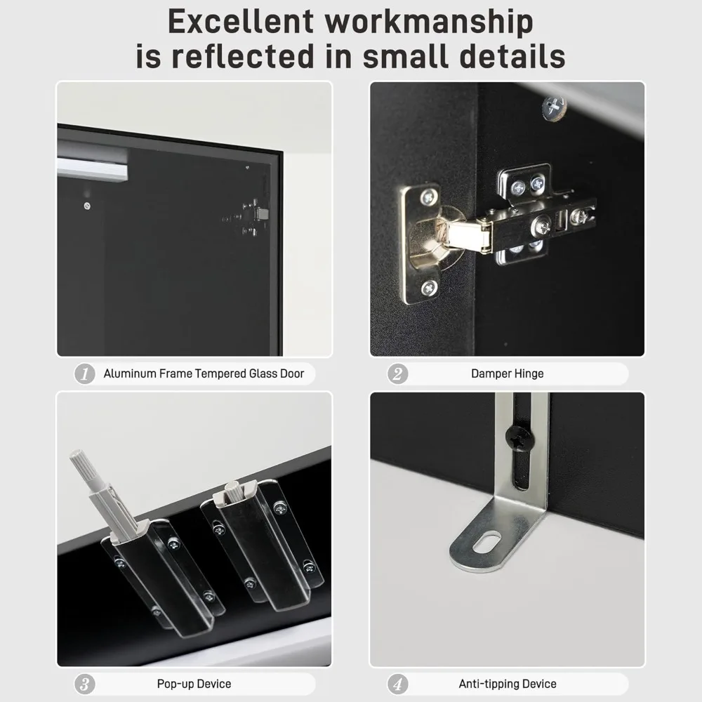 79 خزانة عرض طويلة مع ضوء مستشعر LED وأبواب زجاجية منبثقة، وخزانة تخزين حديثة لغرفة النوم، وغرفة المعيشة #6