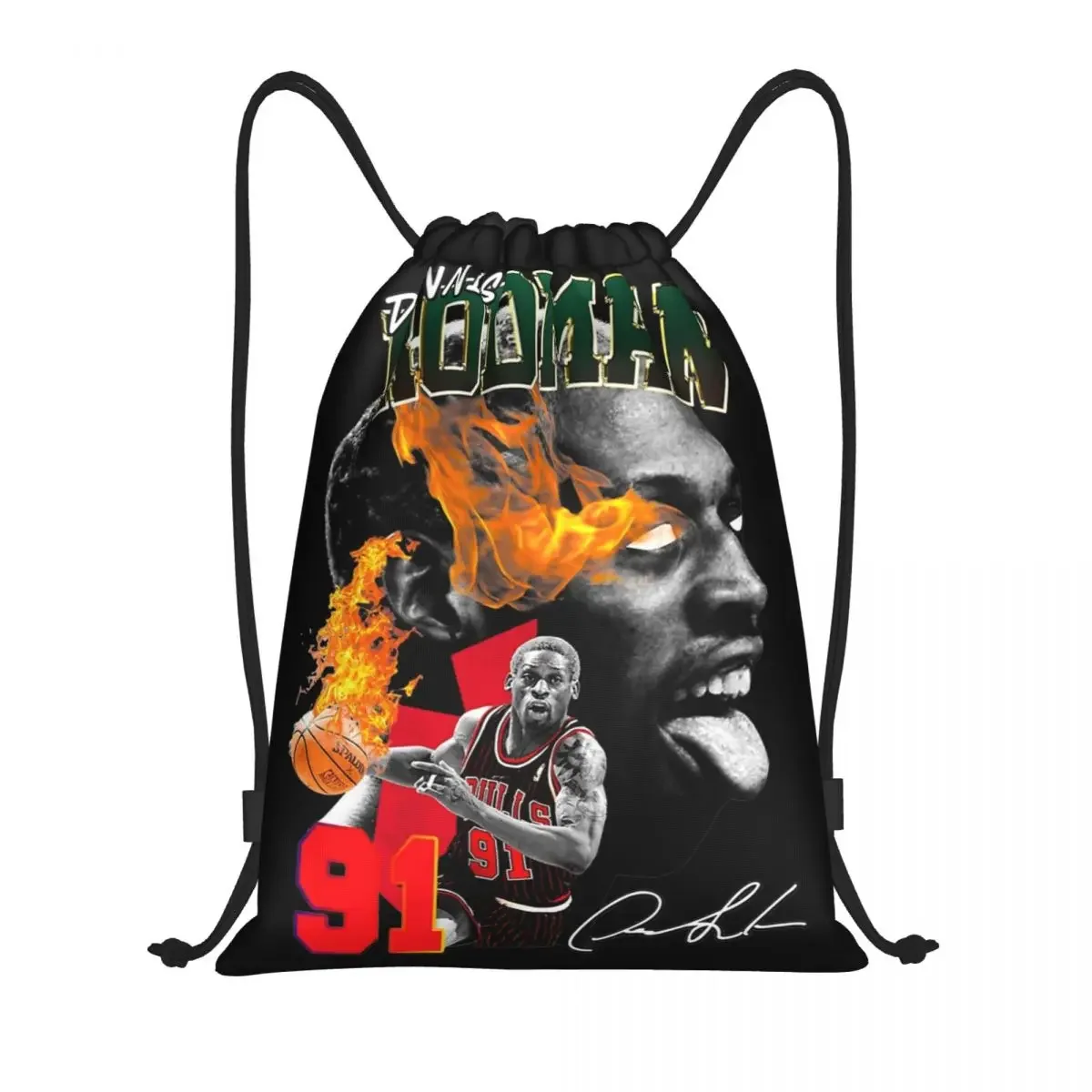 Vintage  Basketball Player Bootleg Drawstring Backpack Sports Gym Sackpack String Bag for Cycling