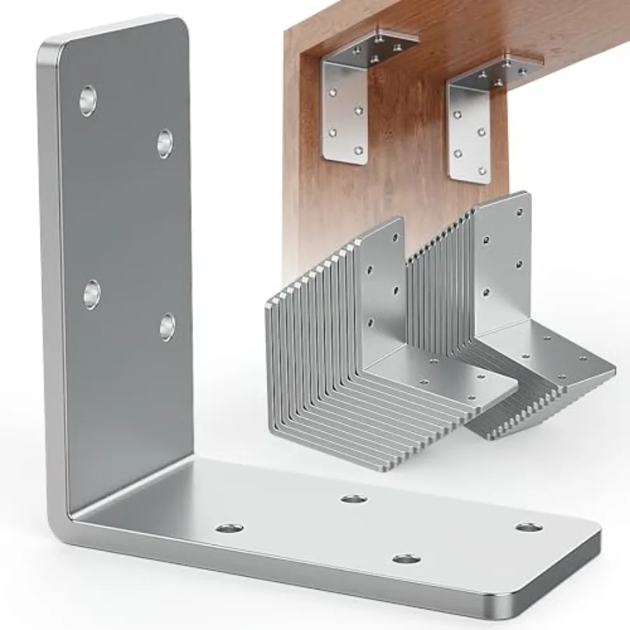 

26 Pcs 3"x3"x1.5" L Brackets Heavy Duty Galvanized Corner Brace for Wood Angle Iron with Recessed Holes 90 Degree Angle Bracket