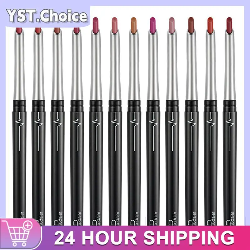 Lipliner Waterproof Matte 2-in-1 Rijke Kleur Hydraterende Lippen Make-Up Lip Liner Potlood Hoge Kleurweergave lippenstift