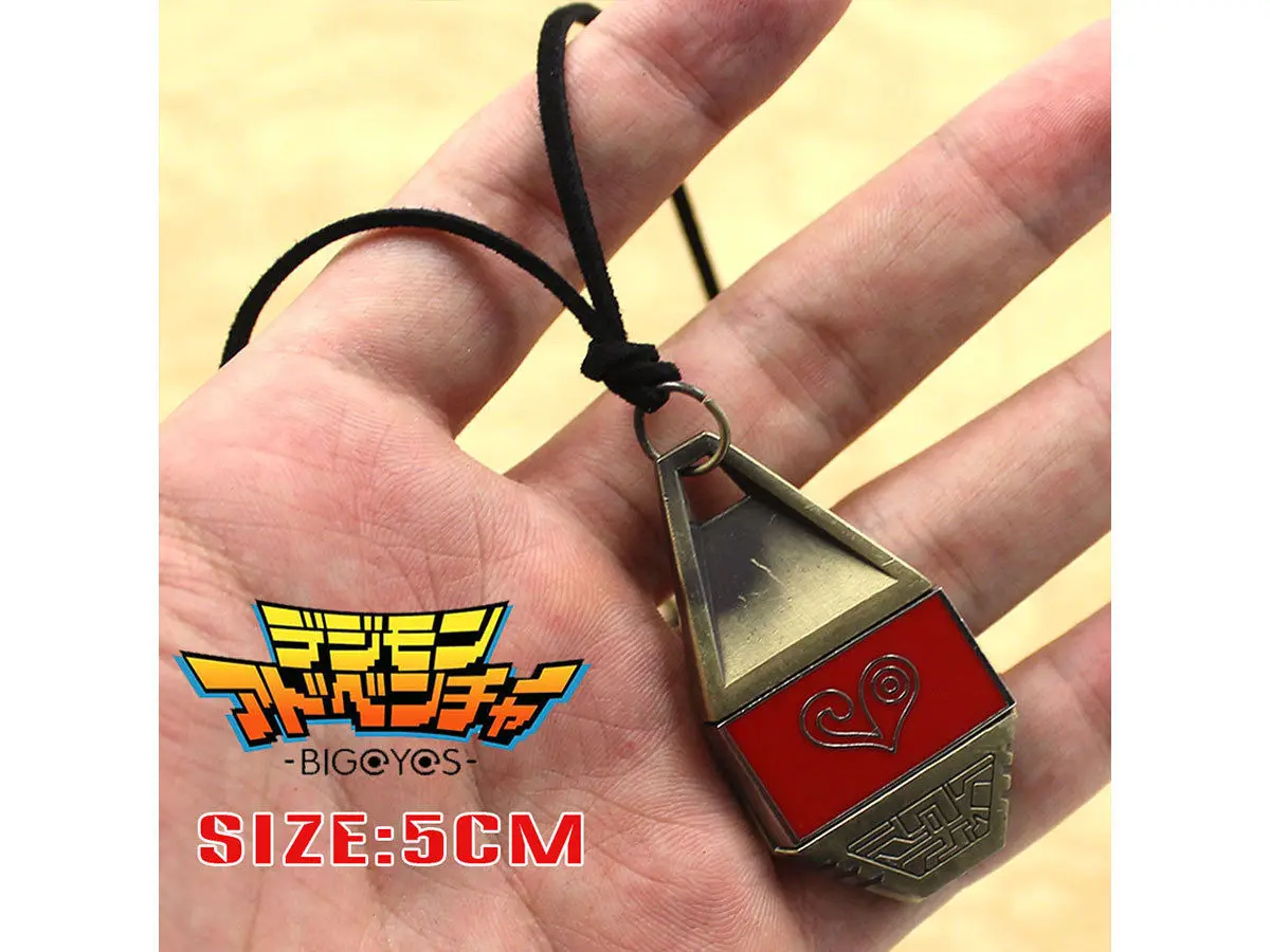 Digimon Adventure-Colgante magnético de cuerda para collar, insignia de evolución de la amistad, el amor y la esperanza, monstruo Digital, regalo de colección