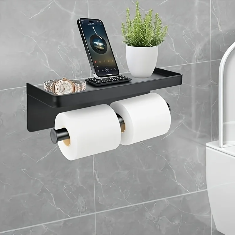 

Toilet Paper Holder Bathroom Wall Mount Multifunction WC Paper Phone Holder Storage Towel Roll Shelf Accessories Wipes Storage