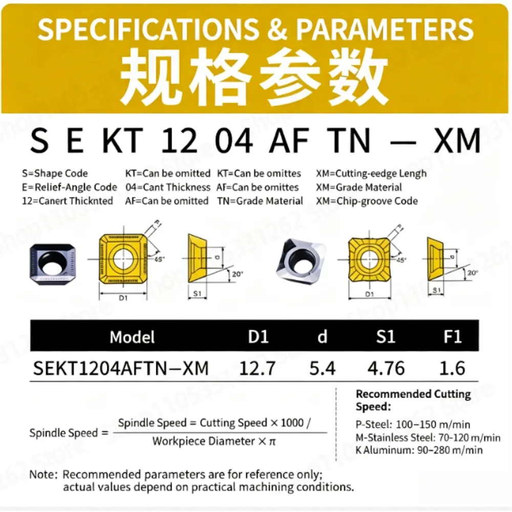 SEKT1204AFTN MP7220 Carbide Milling Insert for Hardened Steel and Bearing Steel HRC≤50°