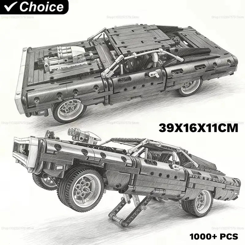 1077PCS Race Car Mechanical Building Blocks Kit Educational DIY Toy Model for Kid Adults High Difficulty Creative Assembly Gift