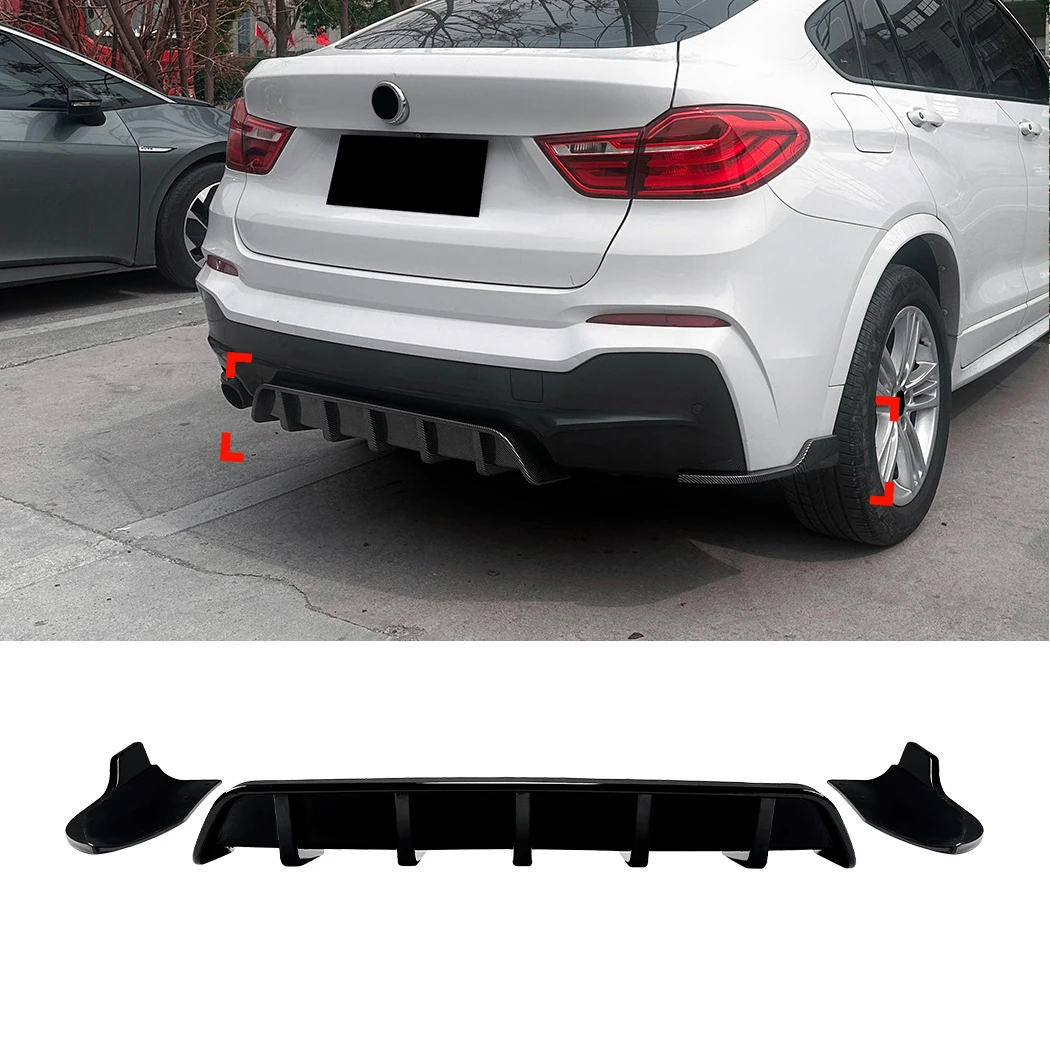 2014 To 2018 For BMW X4 F26 M Sport Racing Rear Diffuser Apron Lip Guard Bumper Diffuser Spoiler By Gloss Black ABS Body Kit