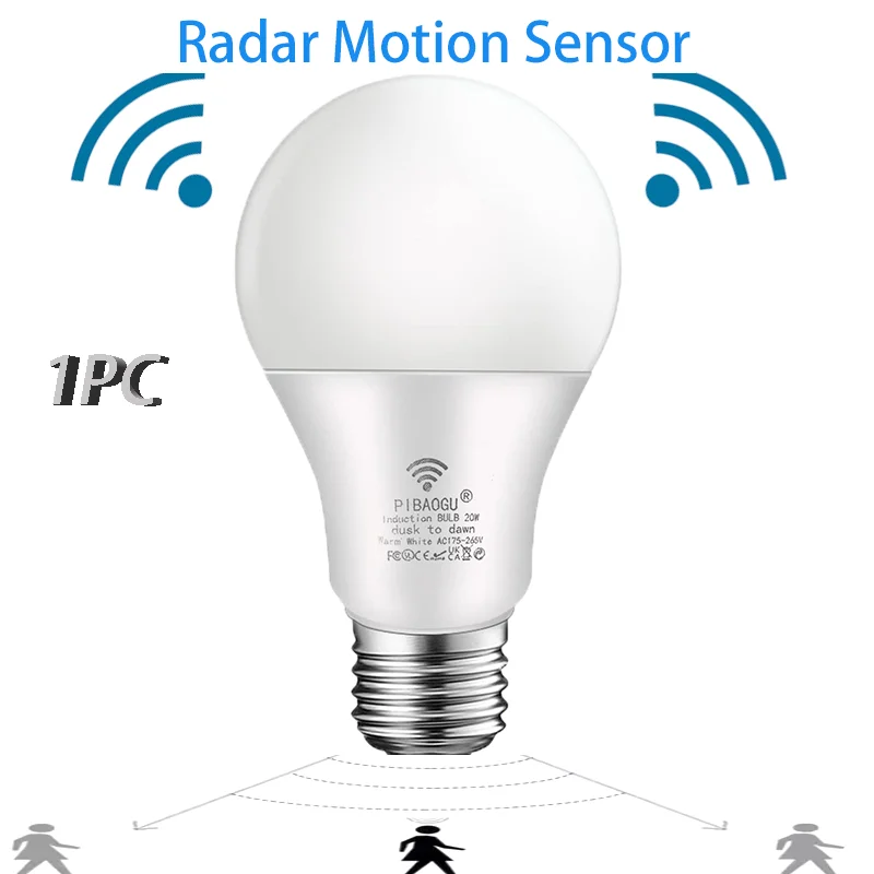 1pc Motion Sensor LED Bulb 6W 9W 12W 15W 18W 20W E27 Radar Sensor Light Lamp Lamparas 220V For Home Stair Pathway