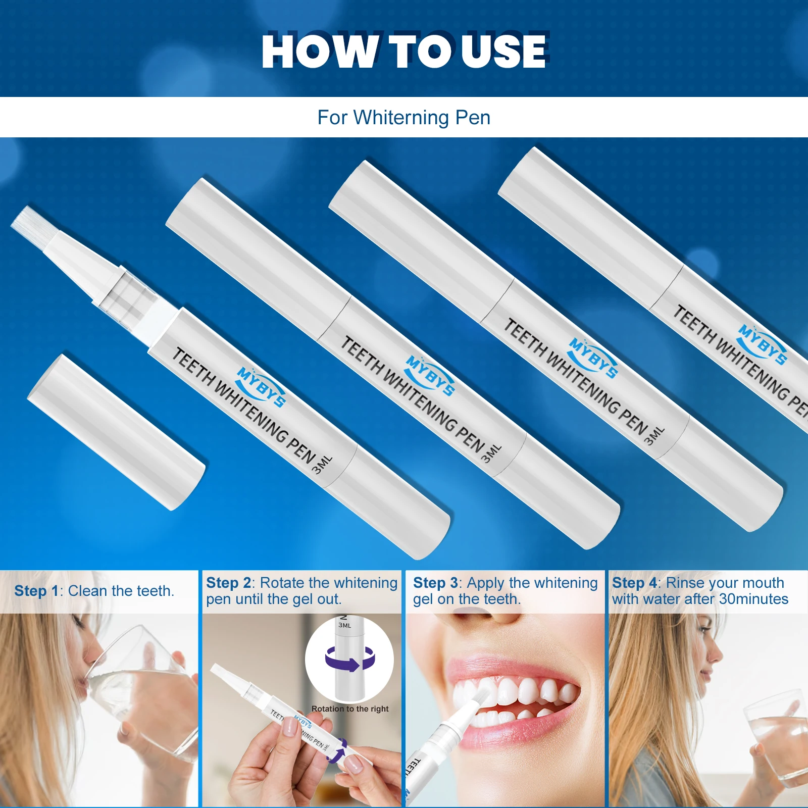 MYBYS 13PCS Dentes Whitening Kit Com 32 Luzes Led 3 cores Home Teeth Whitening Creme dental para Mousse Sensível Oral Care