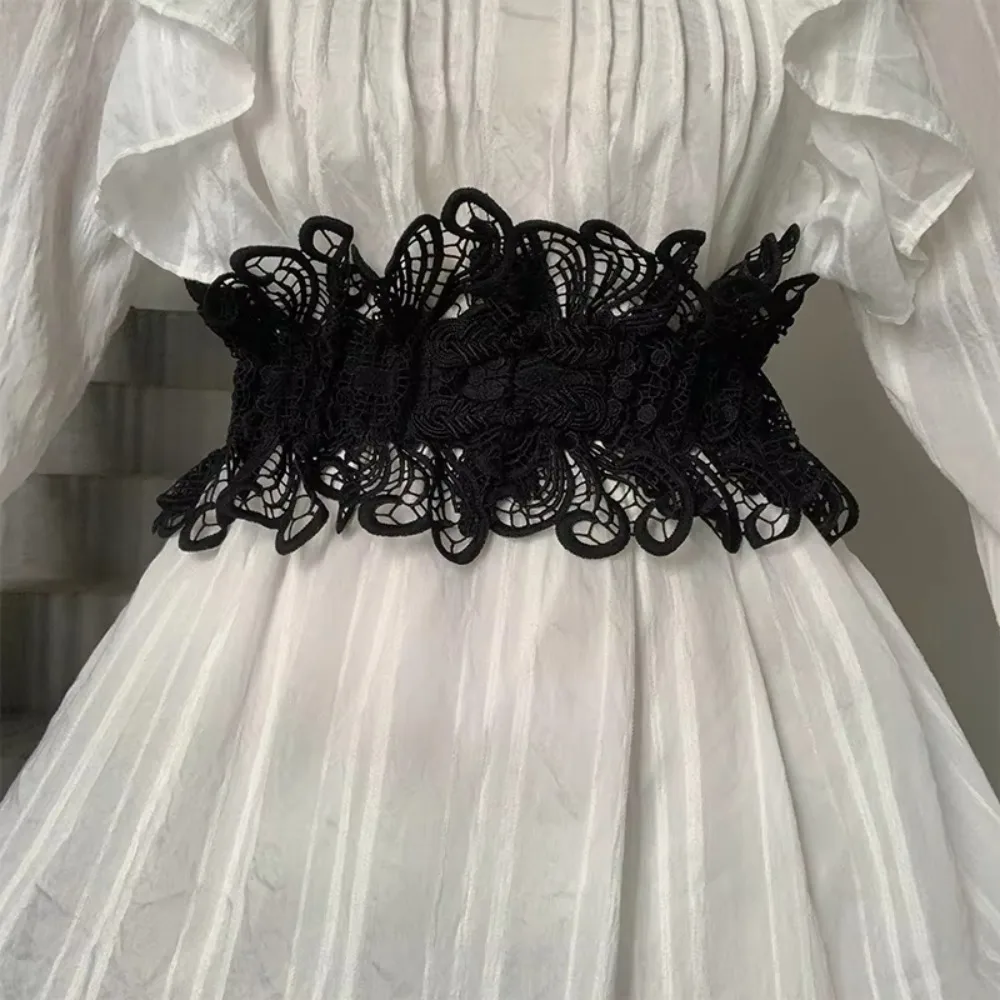 Fashion Lace skirt Lace Waist Belt Cloth Decorative Solid Color Corset Wide Belts Y2K Dress Waist Belt