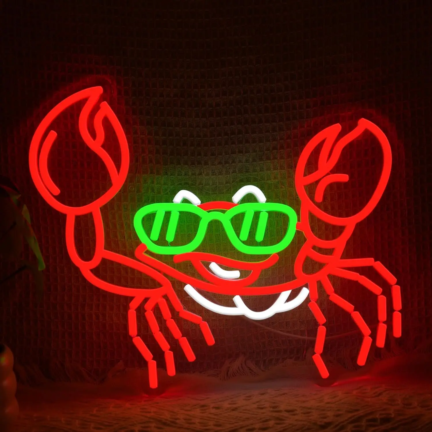 

Crab Neon Sign USB Powered LED Light for Seafood Restaurant Kitchen Bar Gaming Room Bedroom Decoration Gift Art Wall Light