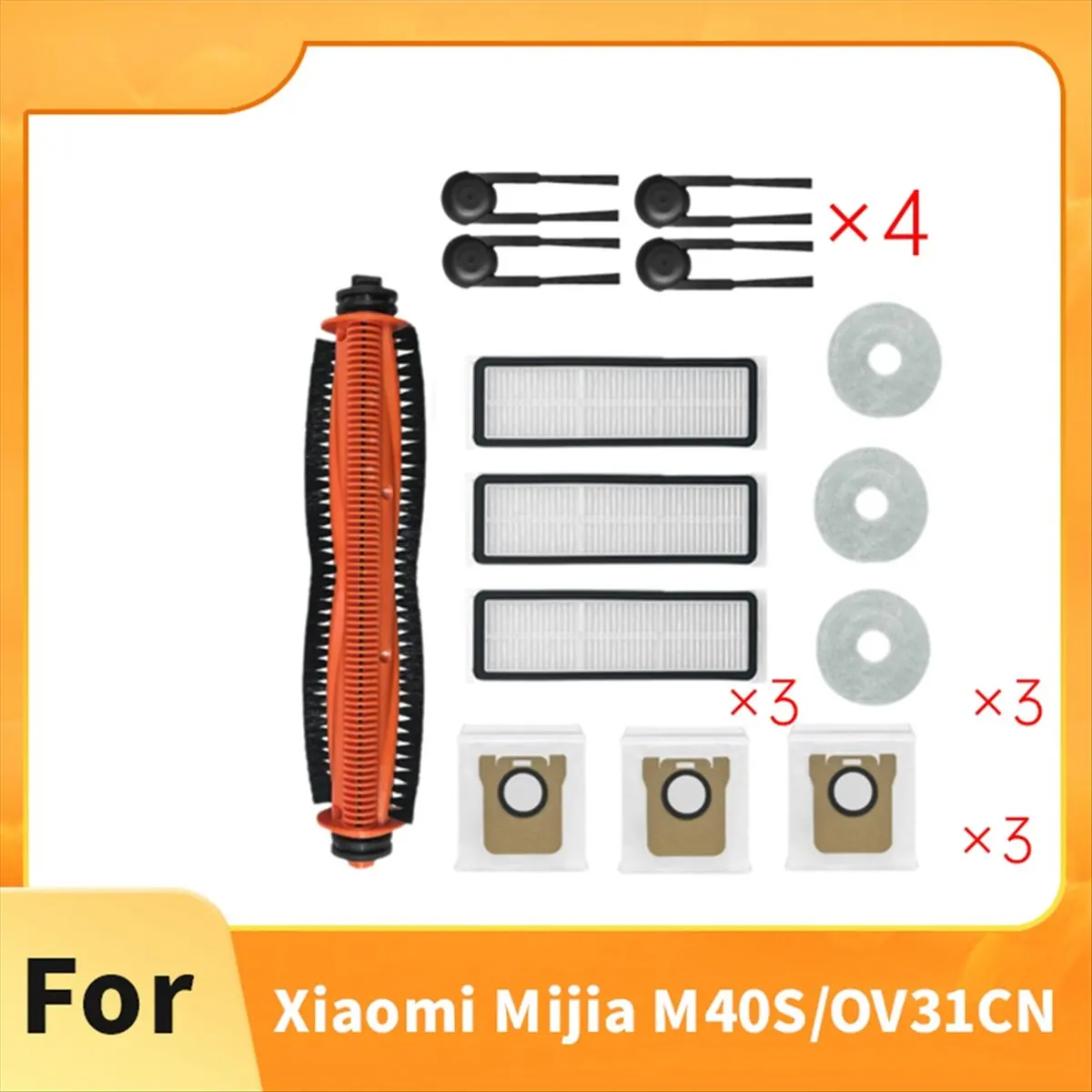 A86G NEW 15PCS for M40S/OV31CN Vacuum Cleaner Accessories Main Roller Side Brush Hepa Filter Mop Cloth Dust Bags