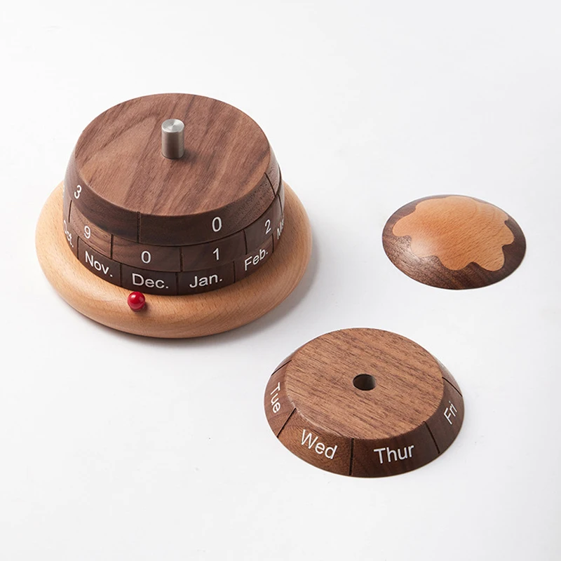 Unique Novelty Planet Wooden Perpetual Block Calendar For Desk Office Fidget Toys Adults Creative Products Gift