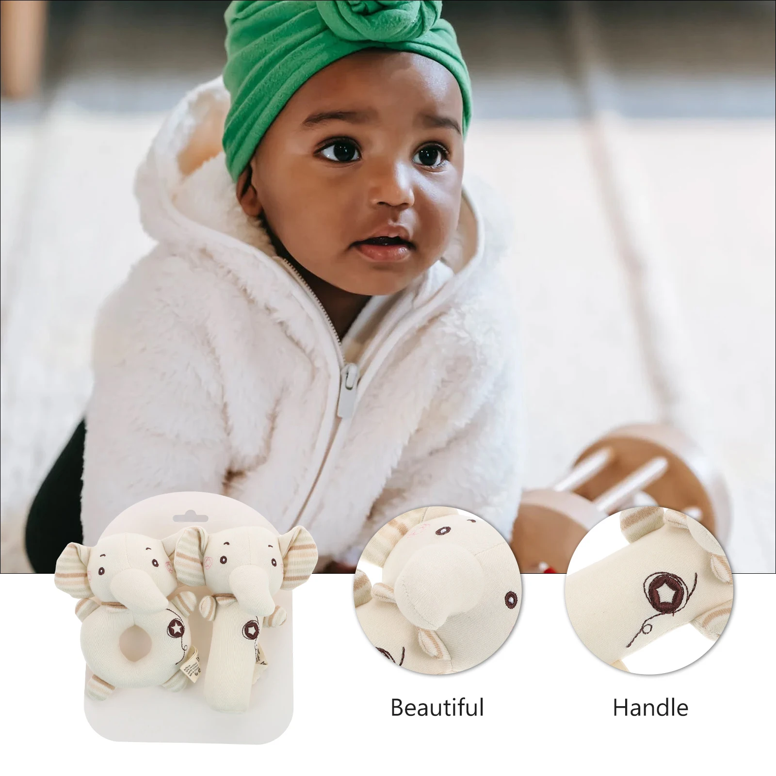 2 pçs sinos de mão criança música algodão recheado sinos para crianças recém-nascidos macio bebê handbell cor marfim