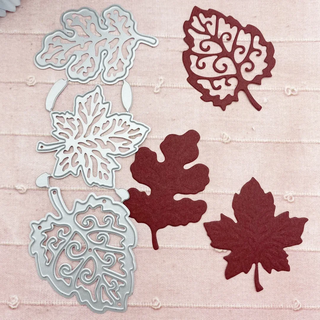 3pcs Maple Leaf Cutting Dies Manual DIY Carbon Steel Embossing Mulberry Leaves Scrapbooking