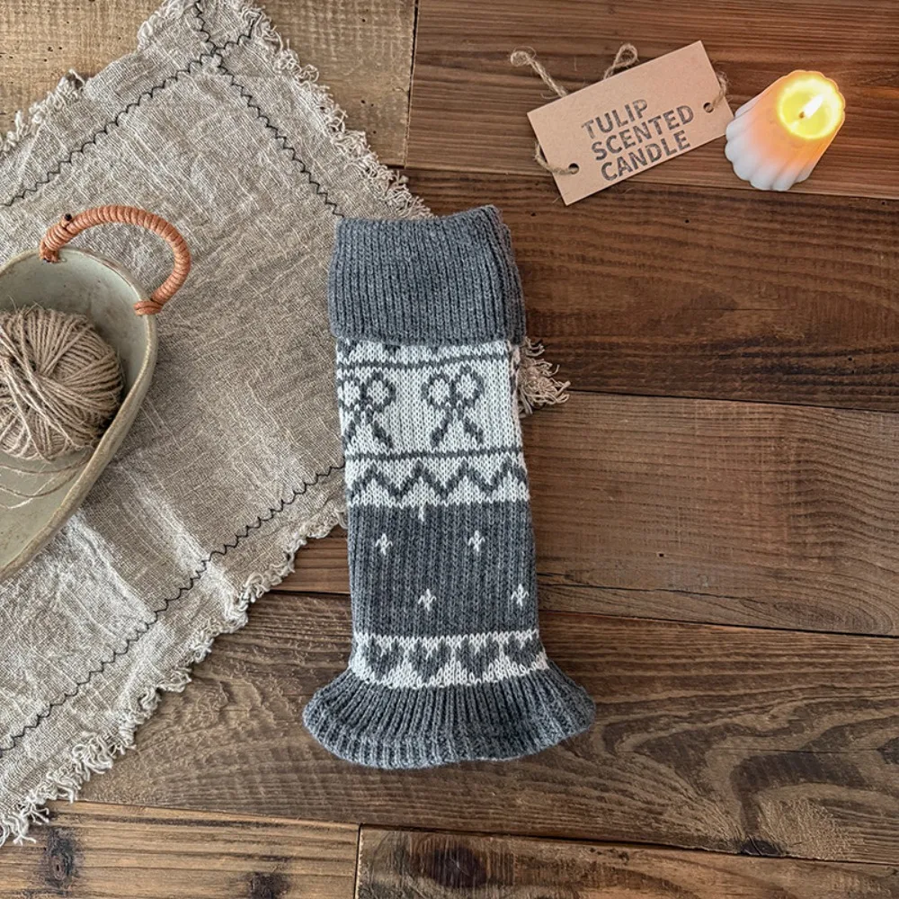 

Cute Bowknot Kids Leg Warmers Knitted Solid Color Lolita Long Socks Thickened Keep Warm Mid-Calf Sock Winter