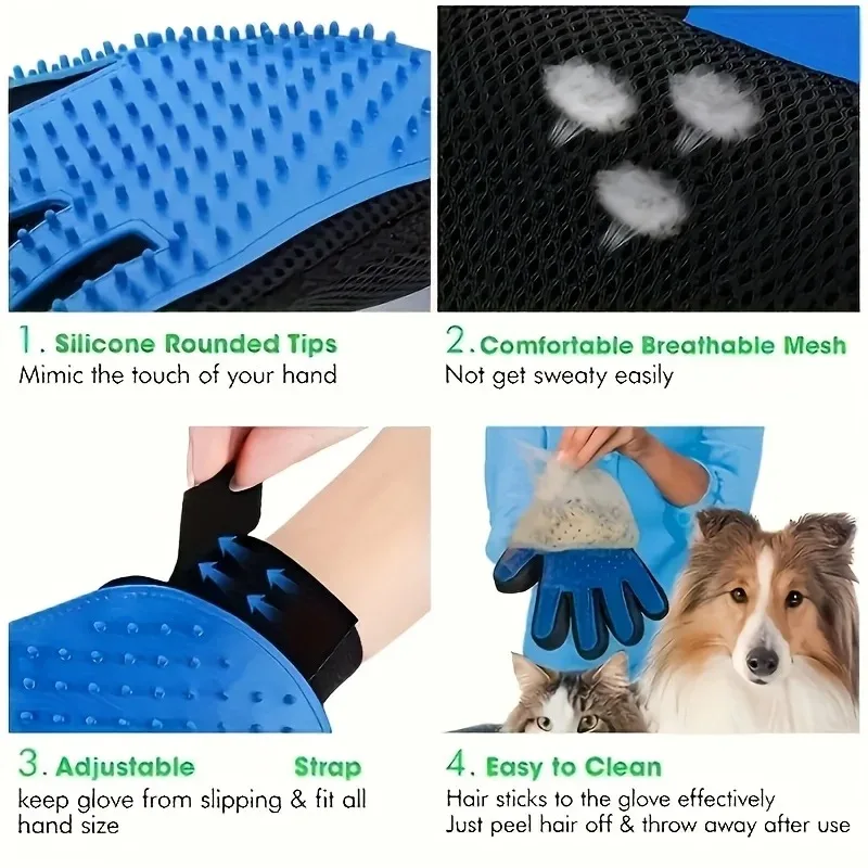 Pet Hair Glove Comb Pet Dog Cat Grooming Cleaning Glove Deshedding Hair Remover Massage Brush Animal Supplies Cat Accessoies - view 4