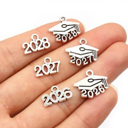 50pcs 9x14mm Year Number 2026 2027 2028 Pendant Charms DIY Jewelry Making Jewelry Finding Antique Silver Plated Accessories