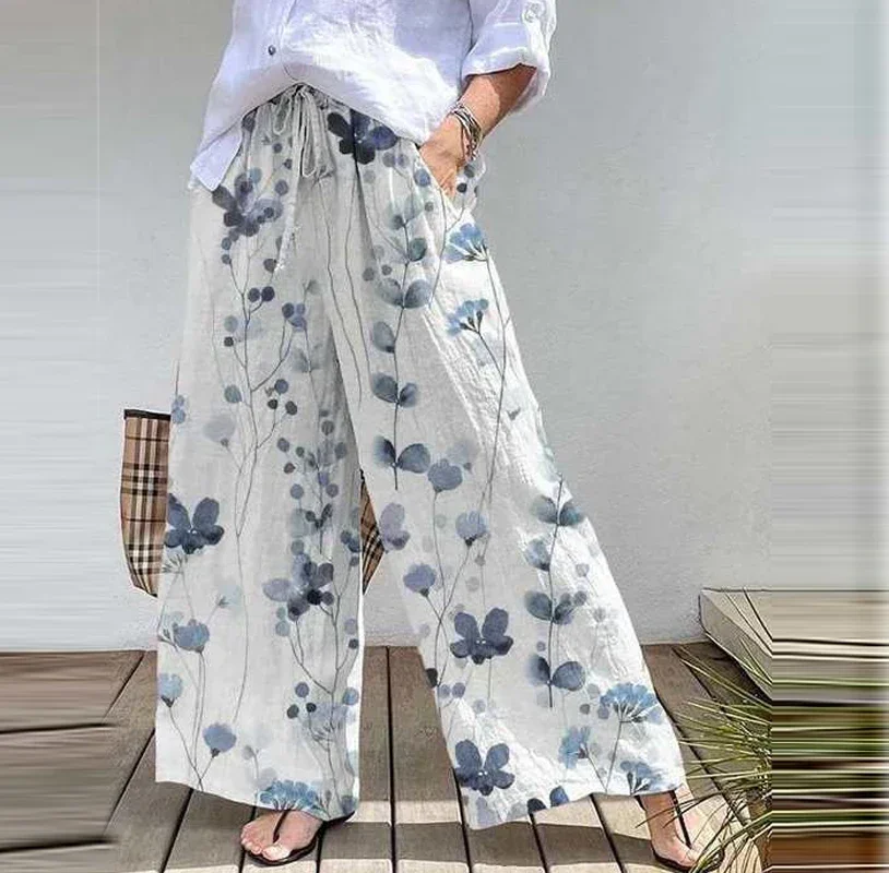 

Summer Women'S 2024 Printing Trousers Long Harem Women Spring Fashion High Waist Wide leg pants Trouser Loose Streetwear Pant