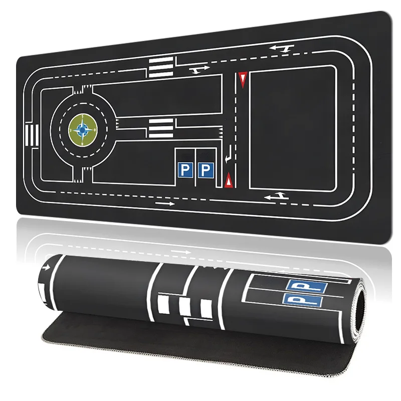 XXL Future Race Track Gaming Mouse Pad - Extra Large Desk Mat with Parking Area and Traffic Lights, Durable Non-Slip Surface