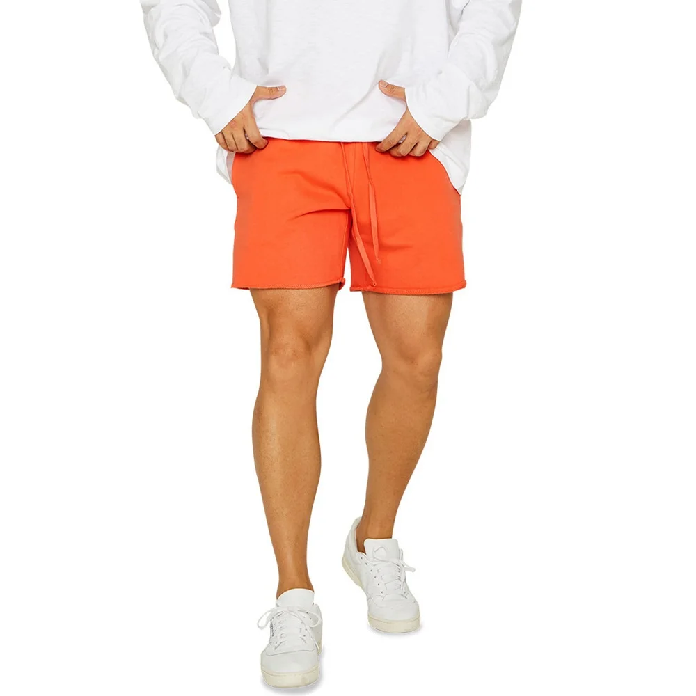 Mens Cotton Fitness Shorts Summer Three-point Length Gym Sports Training Running Male Casual Hip Hop Shorts Ruched Solid Color