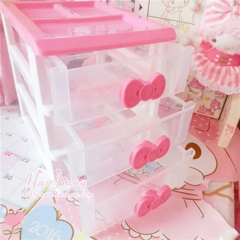 Small Jewelry Storage Box Drawer Type Plastic Office Desktop Storage Box Multi-layer Storage Cabinet Makeup Drawer Organizer