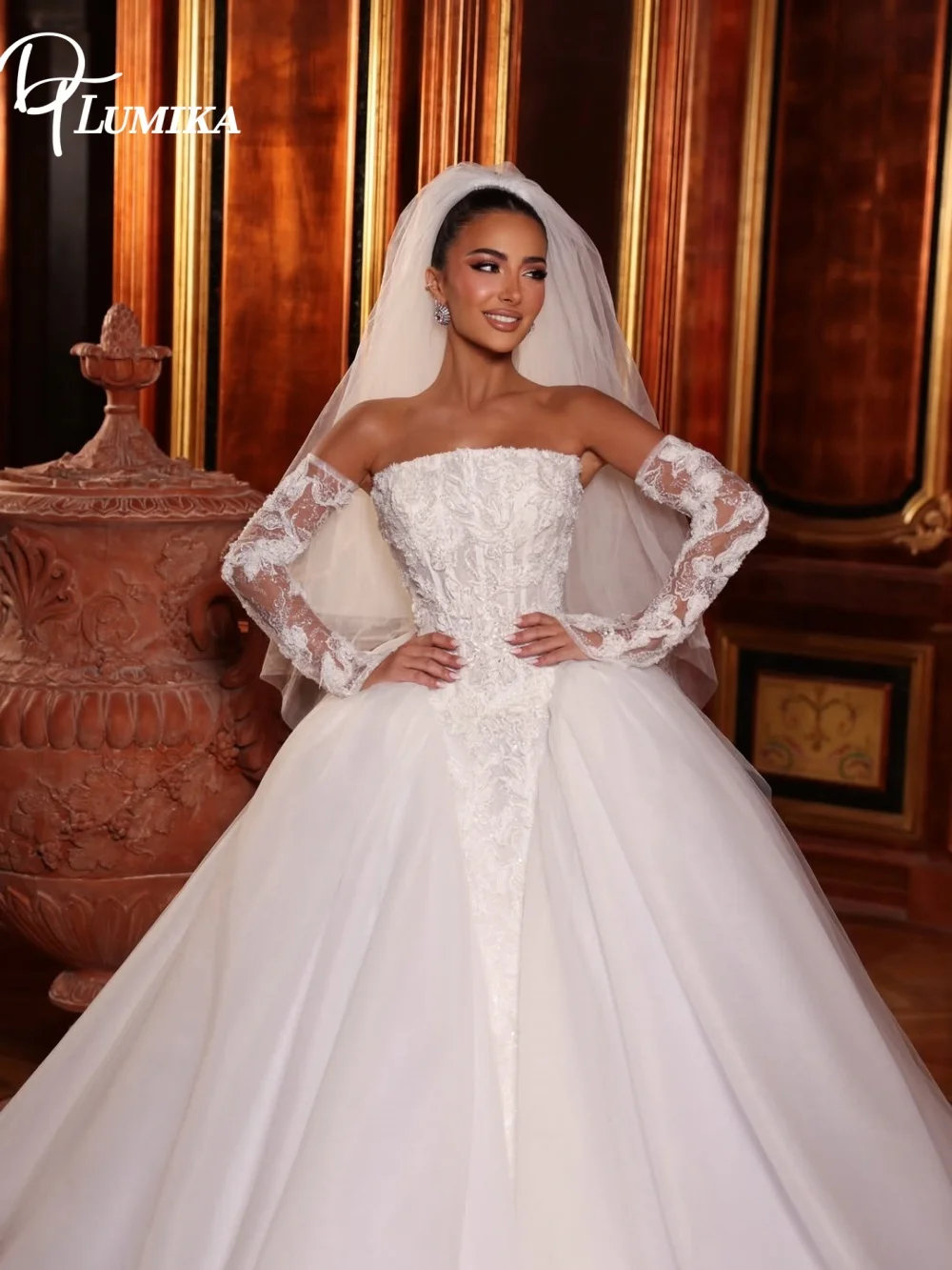 

Romantic Off Shoulder Lace Wedding Dress 2026 Long Sleeve Gloves Bridal Gown For Bride Floor Length Customized Vestido De Novia