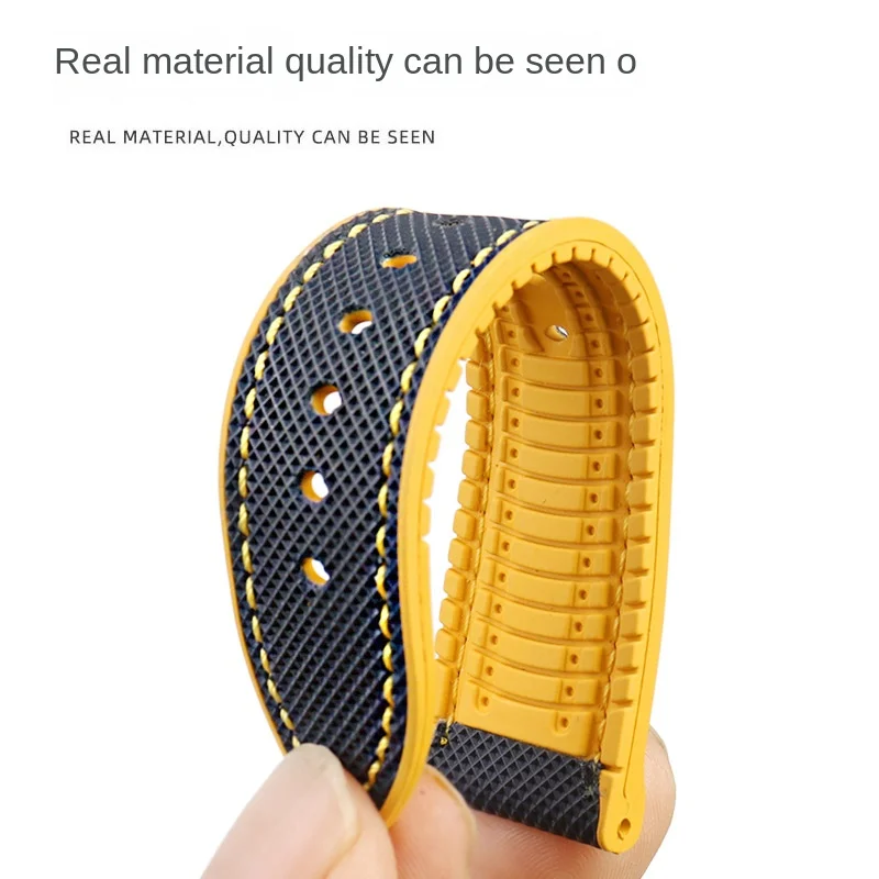 22 23mm For Citizen Blue angel second Three generation Men watch Strap AT8020 8078 JY8085 nylon fluoro rubber silicone watchband