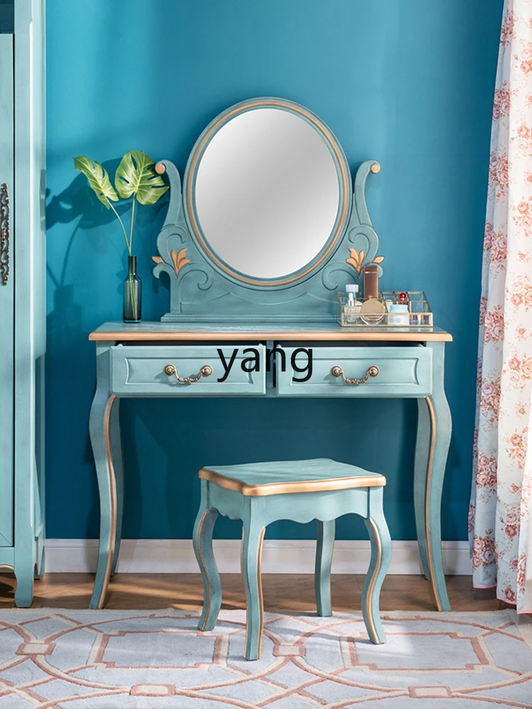 Yjq Dressing Table Retro Mediterranean Style Makeup Bedroom Furniture American Dressing Table