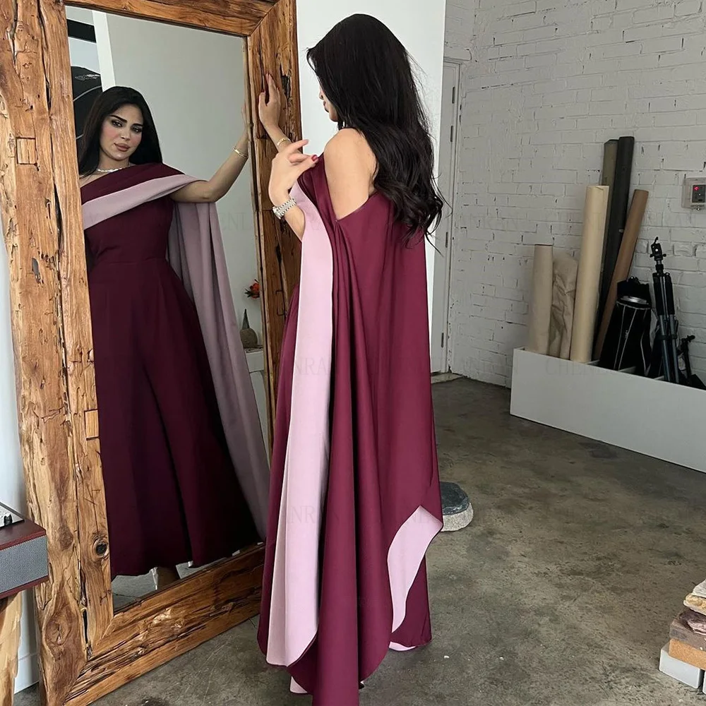 O-Neck Satin Formal Occasion Dresses 2023 With Shawl Long Party Dress 2 Pieces High Quality Evening Gowns فساتين حفلات