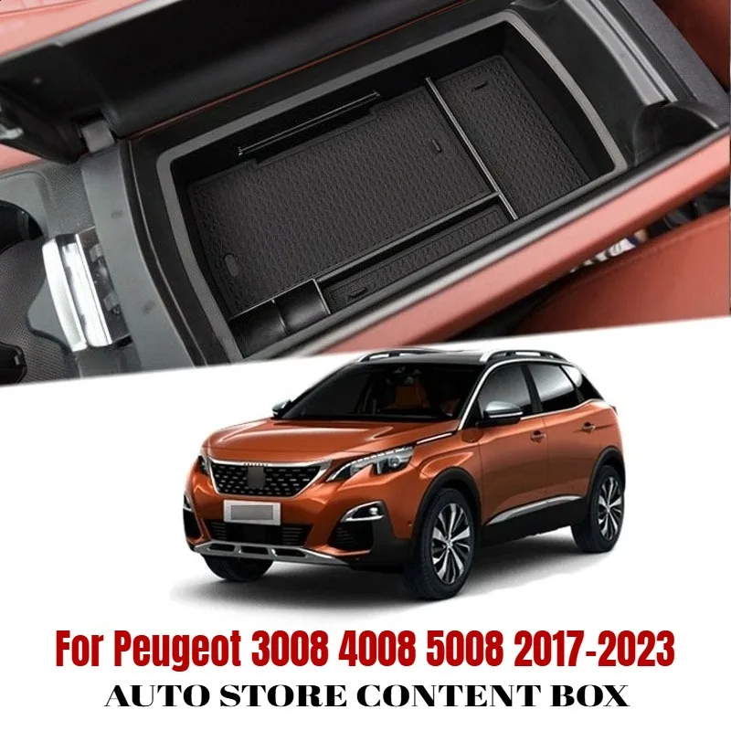 

Central Console Armrest Storage Box Stowing Tidying Accessories For Peugeot 3008 4008 5008 2017 - 2023 GT