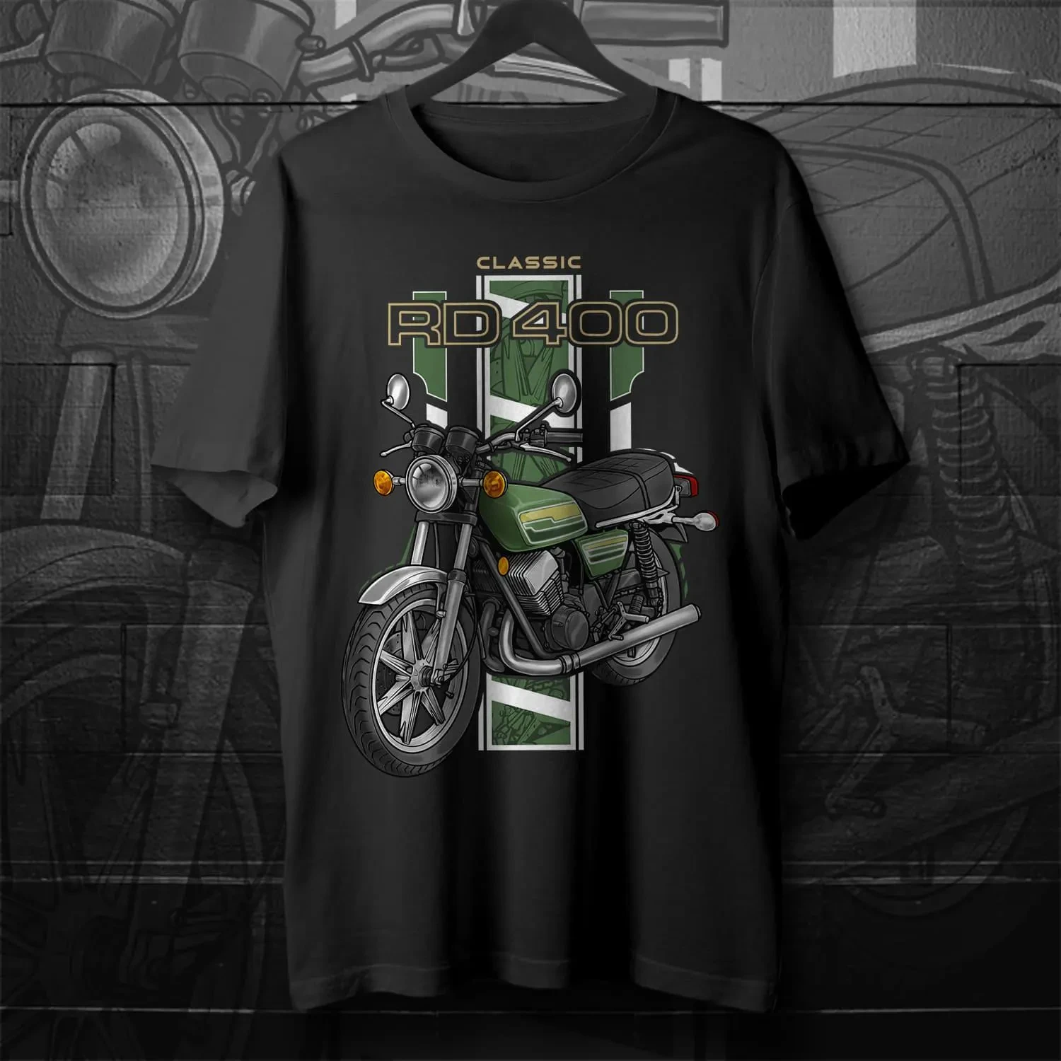 ياماها RD400 1976-1977 مستوحاة دراجة نارية تي شيرت الرجال موضة الشارع الهيب هوب روك قصيرة الأكمام النساء القطن الجولة الرقبة #2