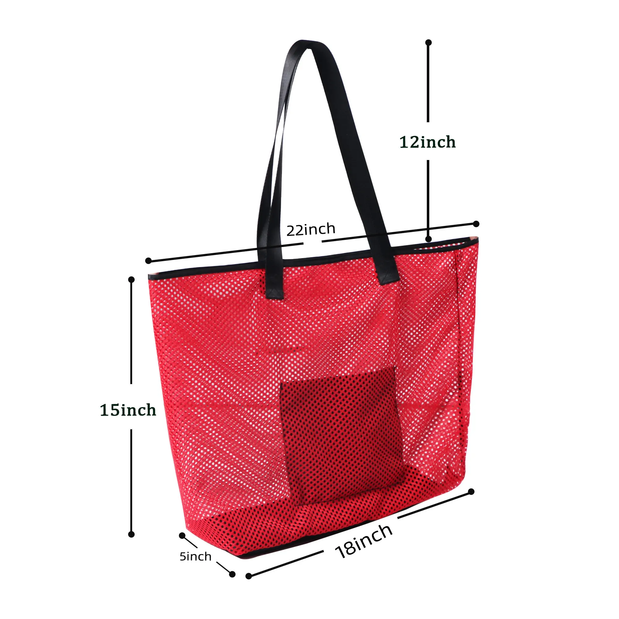 Large Mesh Beach Tote Bag, Waterproof Sandproof Pool Bag with Inner Pocket, Reusable Grocery Shopping Bag for Beach, Pool, Gym,