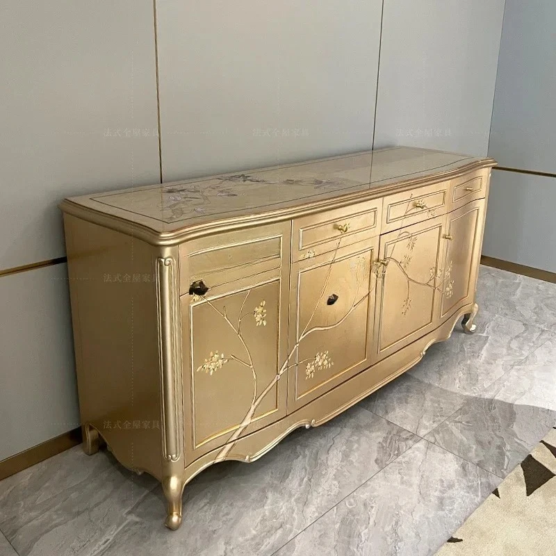 

French gold foil entrance cabinet villa, entrance decoration cabinet dining side, storage cabinet45