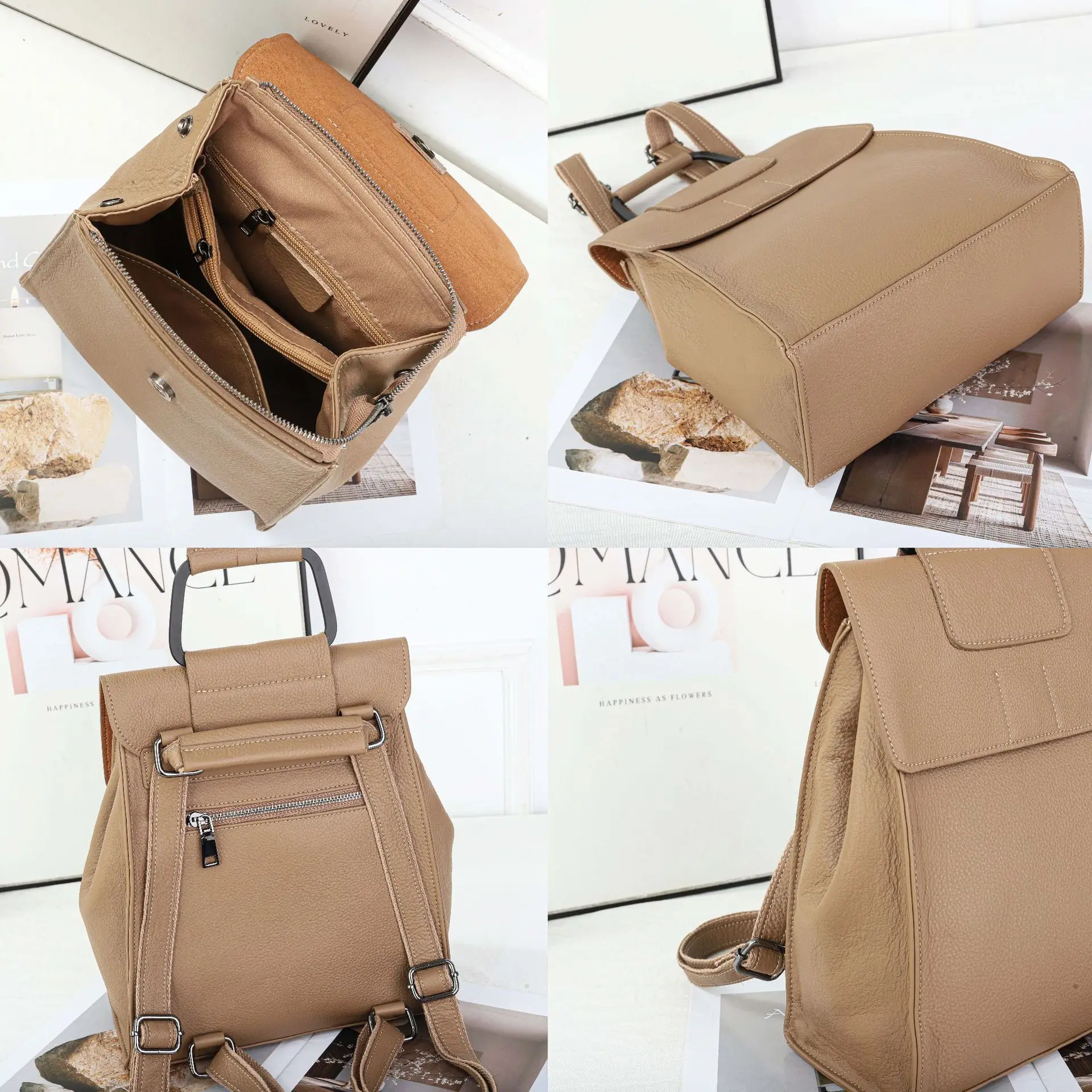 NIKI BAGS Top layer cowhide shoulder backpack student schoolbag large capacity genuine leather soft bag vintage commuter bag